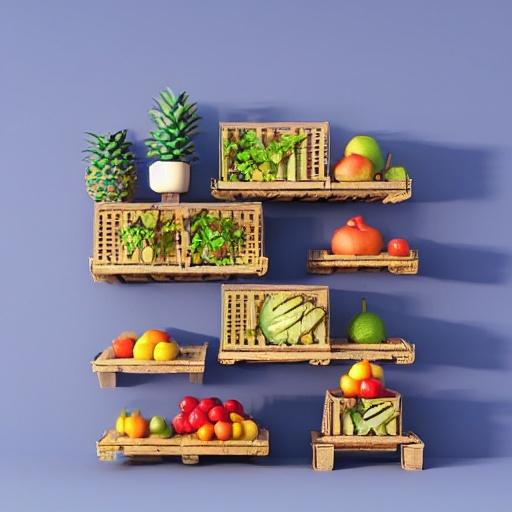 Image of DIY Fruit Crate Shelves in comic style