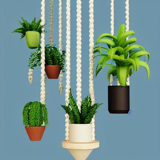 Image of Hanging Macramé Planter in comic style