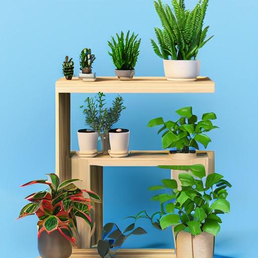 Image of Wooden Plant Stand in comic style